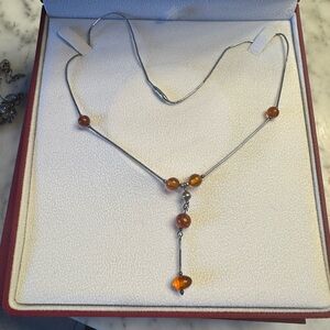 Elegant Silver and Amber Necklace